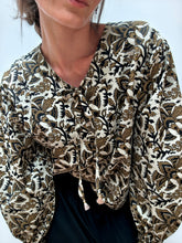 Blouse Fauve Ocre— Blouse femme en coton imprimé indien