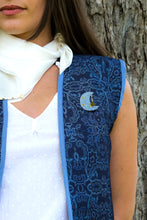 Broche lune Céleste - jean upcyclé