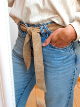 Ceinture Nomade Beige — Ceinture fine à nouer en velours côtelé