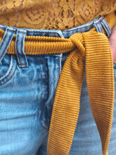 Ceinture Nomade Ocre — Ceinture fine à nouer en velours côtelé