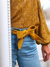 Ceinture Nomade Ocre — Ceinture fine à nouer en velours côtelé