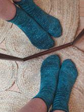 Chaussettes Josette - velours pailleté bleu canard