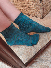Chaussettes Josette - velours pailleté bleu canard