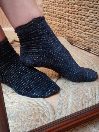 Chaussettes Josette noires - velours pailleté