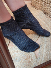 Chaussettes Josette noires - velours pailleté