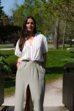 Jupe longue SIENNA sur mesure - gaze de coton vert sauge