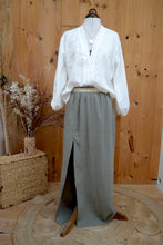 Jupe longue Lise sur mesure - gaze de coton vert sauge