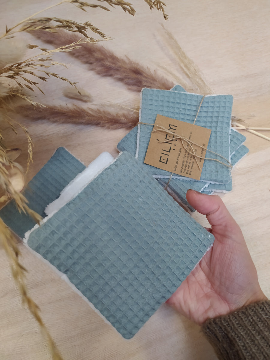 16 Lingettes Démaquillantes Lavables + Panier - Coton Réutilisable Violet, Éco-friendly
