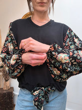 Sweat Eden Noir fleurs - coton bio
