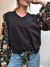 Sweat Eden Noir fleurs - coton bio