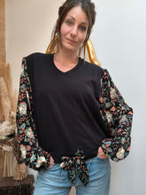 Sweat Eden Noir fleurs - coton bio