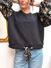 Sweat Eden Noir fleurs - coton bio