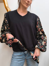 Sweat Eden Noir fleurs - coton bio