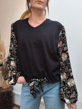 Sweat Eden Noir fleurs - coton bio