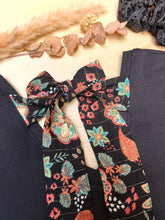 Sweat Emy Noir dos ouvert motif boho fleurs - coton bio