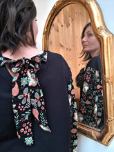 Sweat Emy Noir dos ouvert motif boho fleurs - coton bio