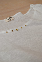 T-shirt Loly 100% lin écru — détails perles dorées