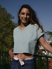 T-shirt Naïa coton bio bleu lagon — longueur personnalisable