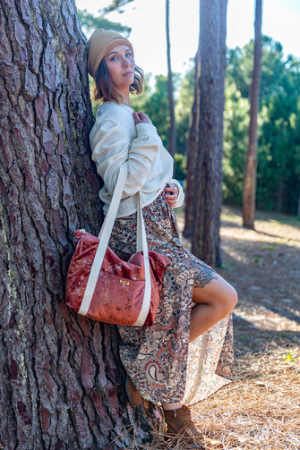 Sac à main bohème velours terracotta  - EMINENCE