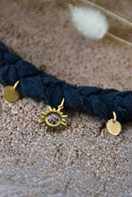 Bracelet tissu tressé bohème & pendentif soleil - SUN noir