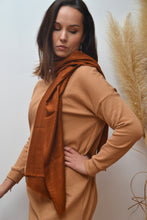 Echarpe EMY -  Carreaux Ocre et lurex cuivré