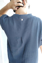 Tee-shirt bohème EMEE - gaze de coton bleu