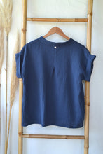 Tee-shirt bohème EMEE - gaze de coton bleu