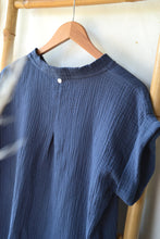 Tee-shirt bohème EMEE - gaze de coton bleu