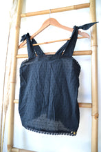 Top bohème EMBLEME - plumetis coton noir